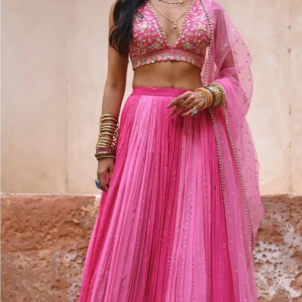 Chamee and Palak Ombré lehenga - pink - Picture 1 of 5